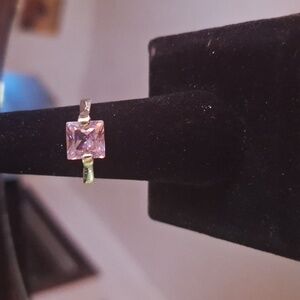 Pink Sapphire Faceted square cut ring size 7.5